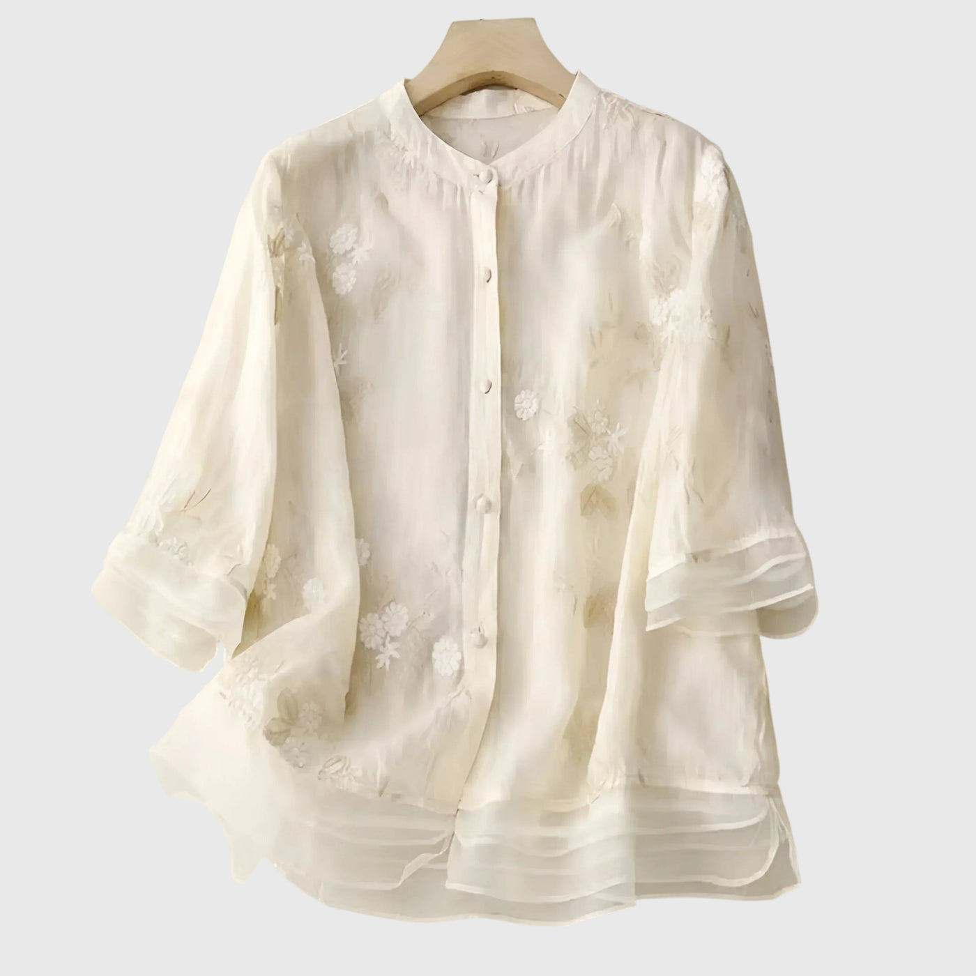 Amy™ - Elegant Top with Embroidered Flowers