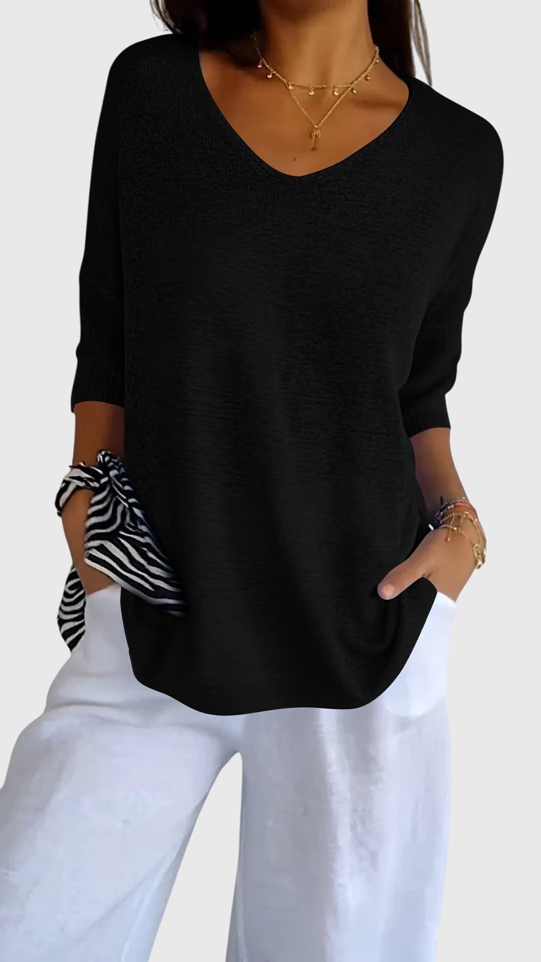 Adelina™ - Elegant V-Neck Top