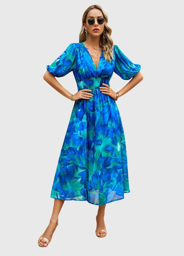 Iris™ - Flattering Floral Midi Dress