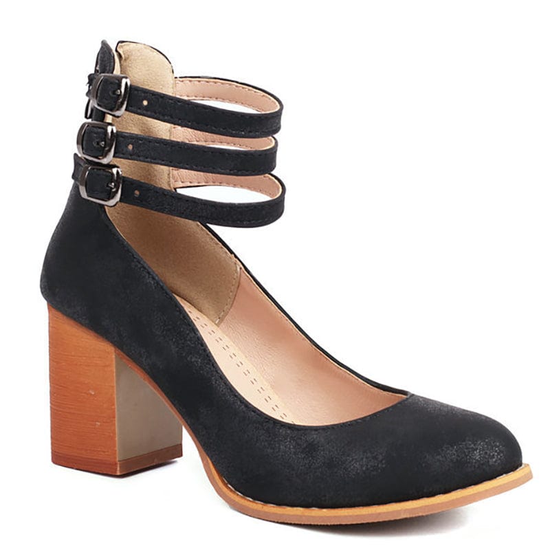 Santina |  Triple Buckle Heels