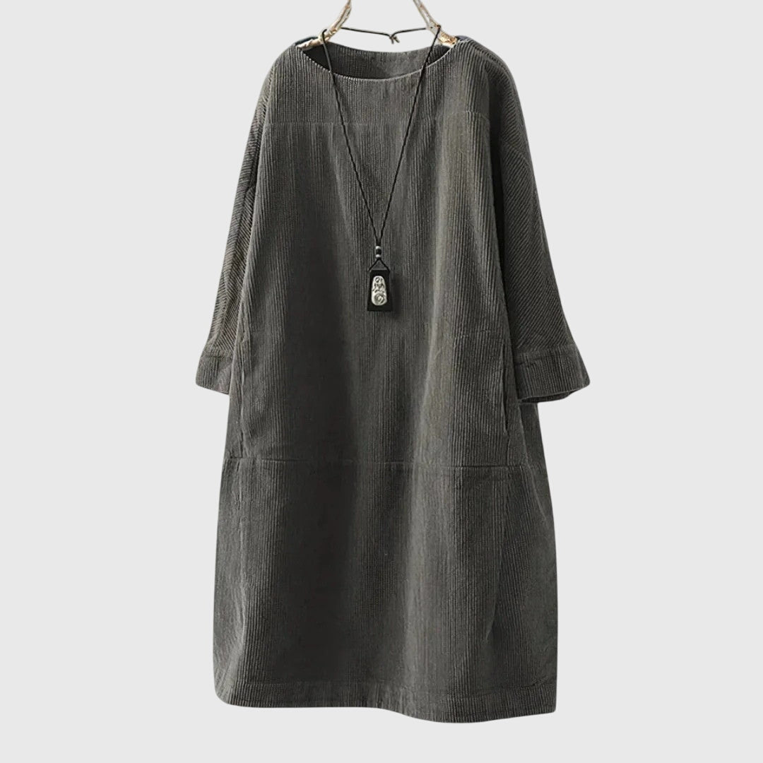 Kinsley™ - Relaxed Corduroy Midi Dress