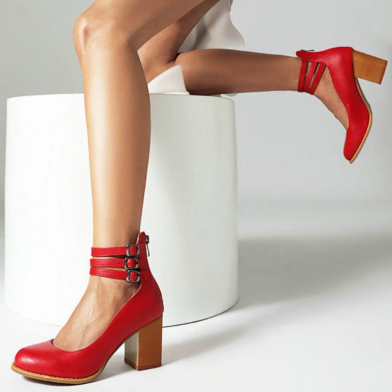 Santina |  Triple Buckle Heels