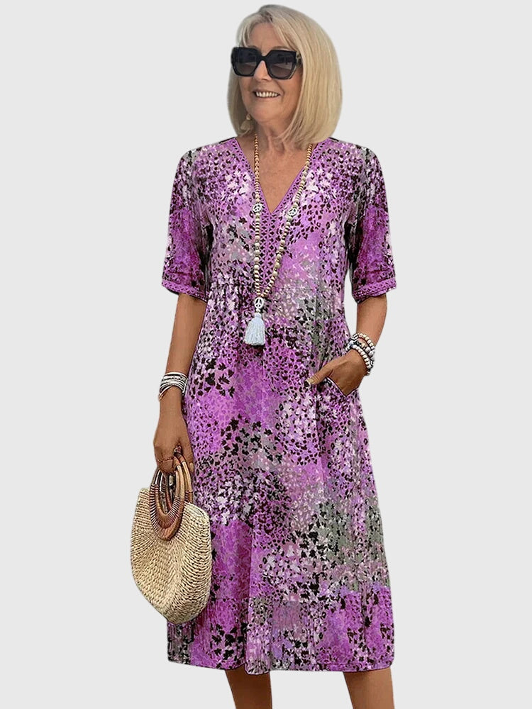 Nora™ - Elegant Floral Midi Dress