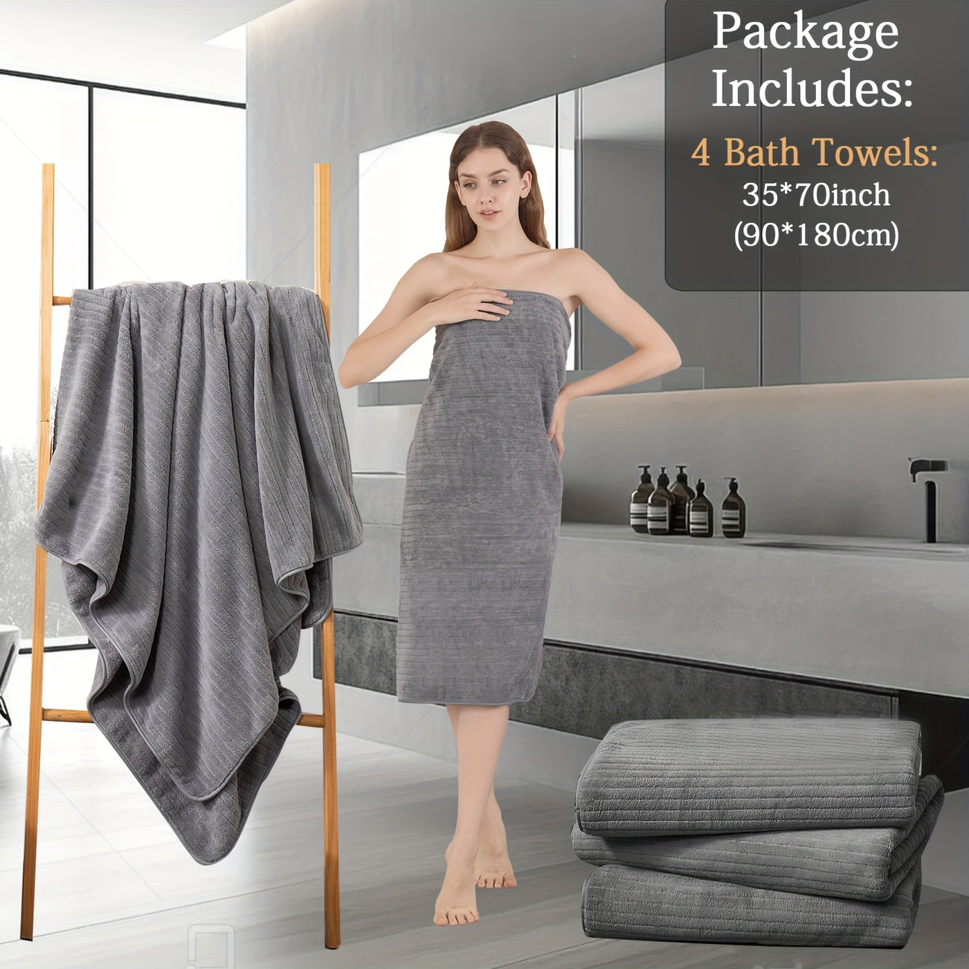 4 Pieces Soft Bath Towels