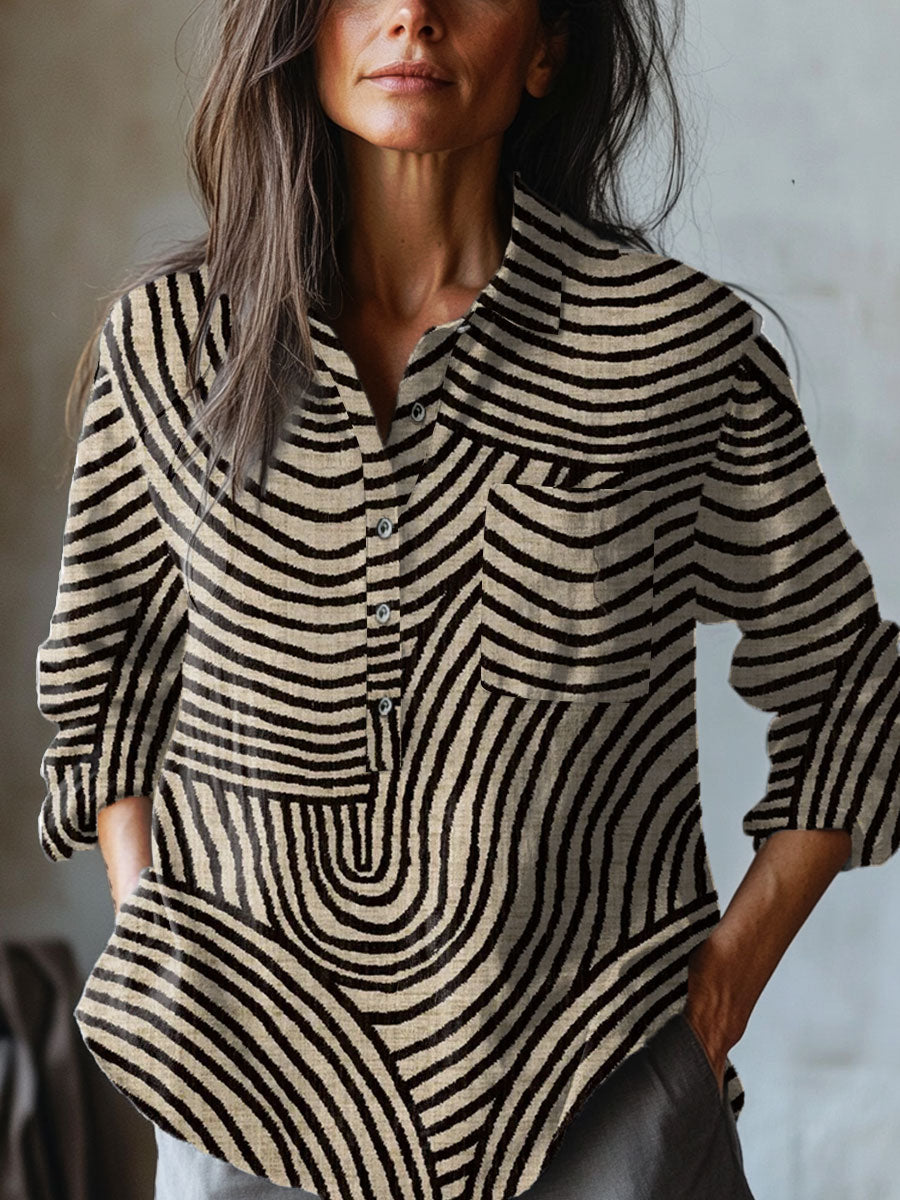 Selina | Abstract Striped Print Shirt