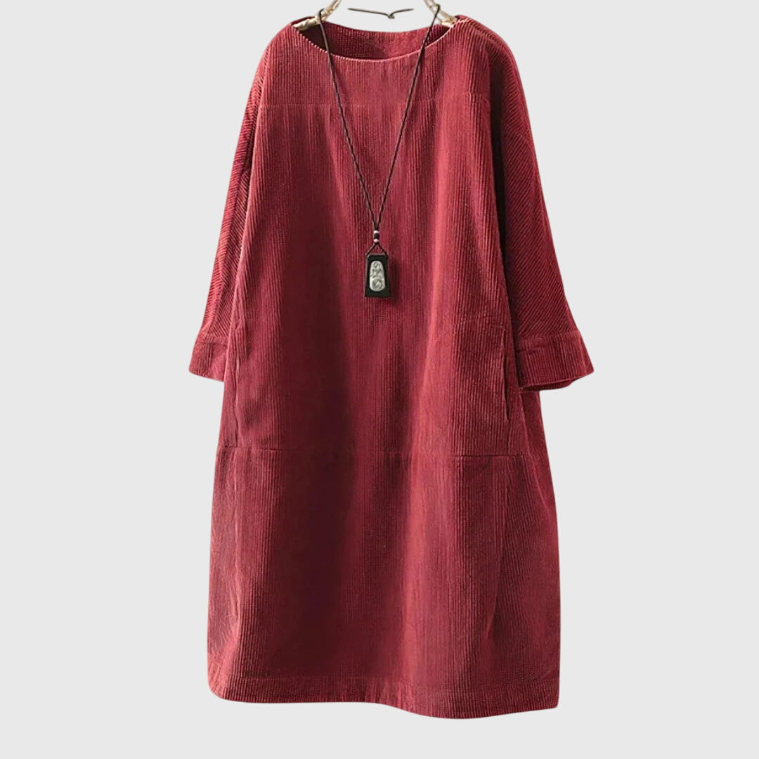 Kinsley™ - Relaxed Corduroy Midi Dress