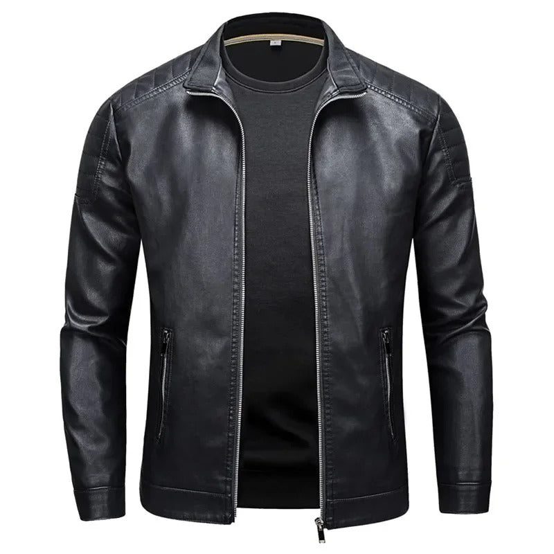James | Stand Collar Leather Jacket