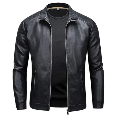 James | Stand Collar Leather Jacket