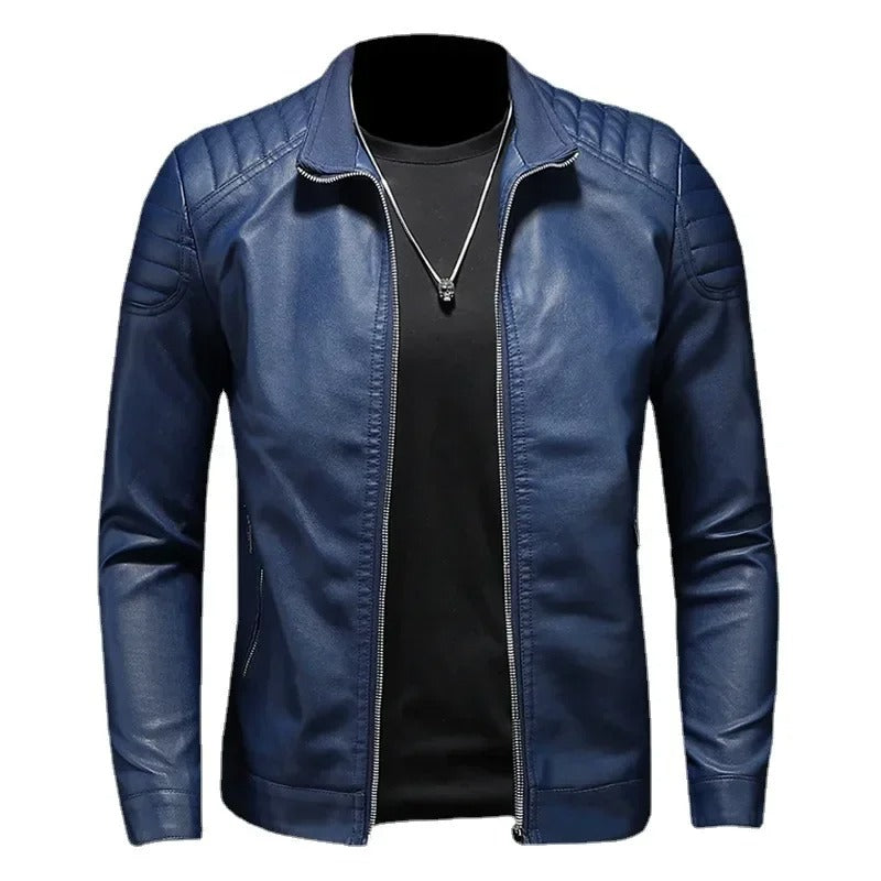 James | Stand Collar Leather Jacket