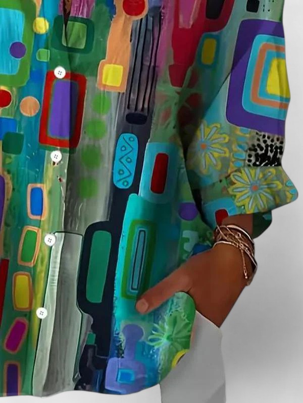 Jane™ - Elegant Geometric Pattern Blouse