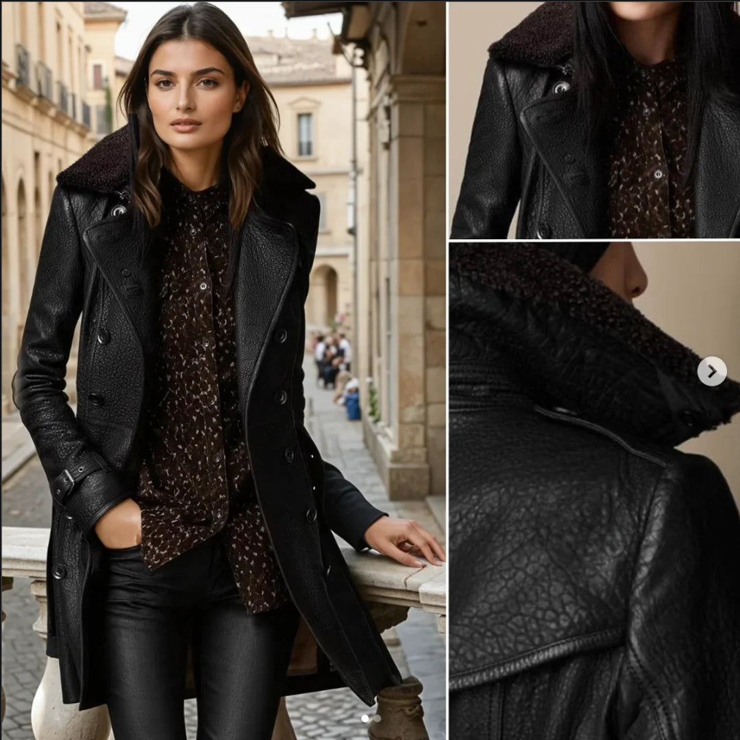 Cellie | Leather Three-Quarter Coat