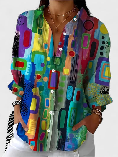 Jane™ - Elegant Geometric Pattern Blouse